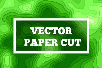 Vector paper cut background. Abstract origami wave design. Topographic illustration