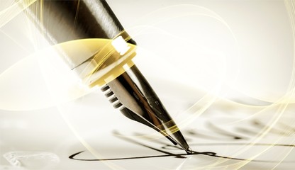 Signing a signature with a fountain pen