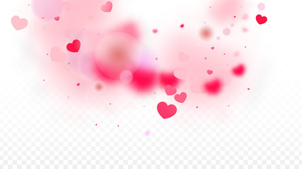 Hearts Confetti Falling Background. St. Valentine's Day pattern. Romantic Scattered Hearts Design Element. Love. Sweet Moment. Gift. Cute Element of Design for Sales or Celebration.