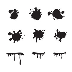 Vector abstract black splash set. Splashes collection.