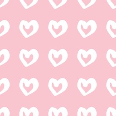 Hearts seamless pattern. Valentines Day handwritten background.