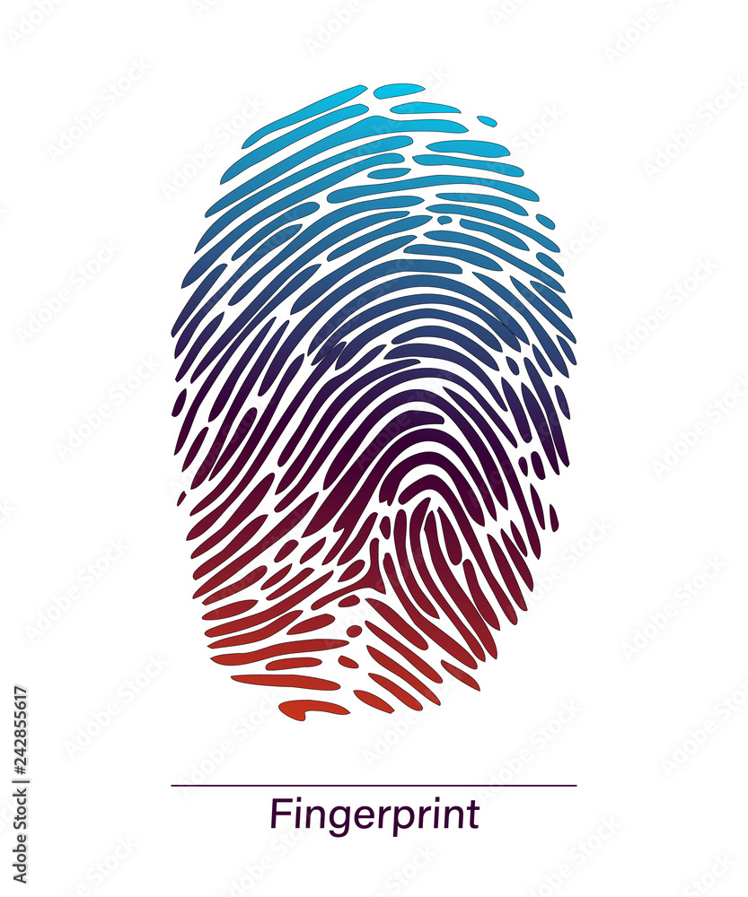 Aufkleber Color fingerprint symbol shape.Fingerprint. Abstract vector fingerprint icon Biometric security sign. Cyber security concept. Interface button