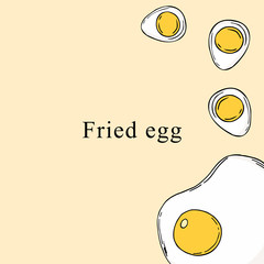 Fried egg  vector illustration in cartoon style. Perfect for menu, card, bag design