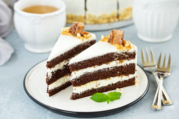 Chocolate cake. selective focus.