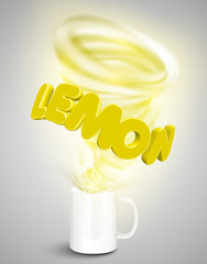 Lemon yoghurt/drink in a cup, realistic vector illustration