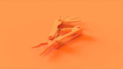 Fototapeta na wymiar Orange Multi tool 3d illustration 3d render