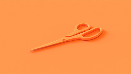 Orange Plastic Handled Tailoring Scissors 3d illustration 3d render