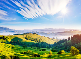 Captivating scene of the alpine valley in sunlight. Location place Carpathian, Ukraine, Europe.