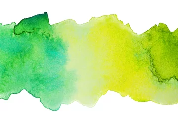 Foto op Plexiglas watercolor strip with the transition of colors from green to yellow and emerald © Alex