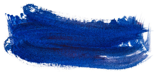 Abstract aquarelle cold color wet brush paint stroke striped element for print, blank. Colorful watercolor blue paper texture hand drawn isolated stain on white background for text, web, design