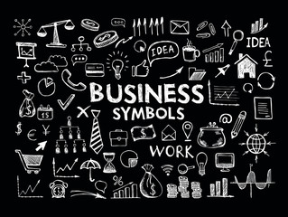 Fototapeta na wymiar Hand drawn business symbols. 