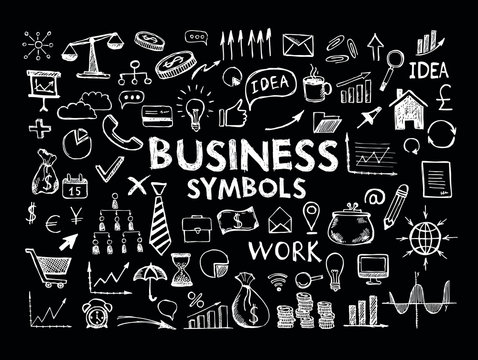 Hand drawn business symbols. 