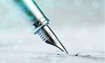 Signing a signature with a fountain pen