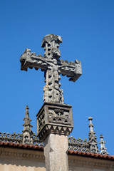 Fototapeta na wymiar Cross next to Santa Maria Church, Pontevedra, Galicia