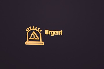 Text Urgent with orange 3D illustration and dark background