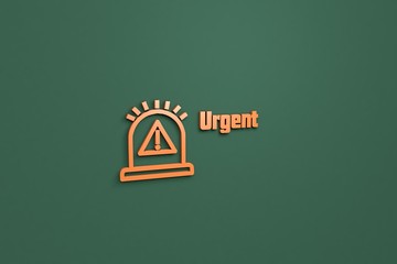 Text Urgent with orange 3D illustration and green background