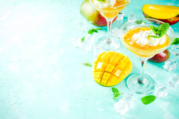 Tropical mango margarita cocktails