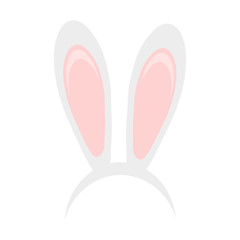 Easter bunny ears mask hand draw vector illustration. Rabbit ear spring hat set isolated on white background.