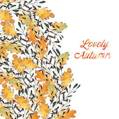 Autumn leaves, watercolor,oak leaves, handmade,card for you
