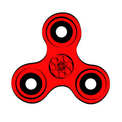 Red circle spinner on white. Fidget spinner hand drawn fashion vector illustration