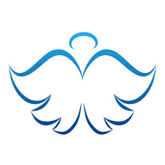 Angel wings drawing vector illustration. Winged angelic tattoo icons. Wing feather with halo, artistic artwork sketch