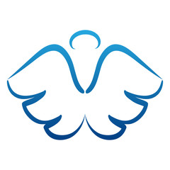 Angel wings drawing vector illustration. Winged angelic tattoo icons. Wing feather with halo, artistic artwork sketch