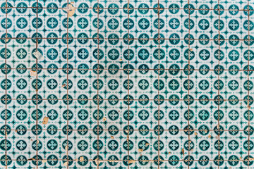 Fototapeta na wymiar Texture of traditional Portuguese tiles on the wall