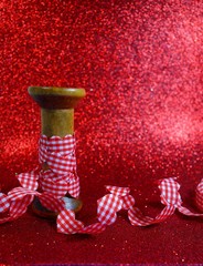 Ribbon in the shape of small hearts for gift wrapping. Valentine's Day
