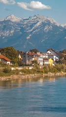 Fototapeta na wymiar Smartphone HD wallpaper of beautiful alpine view at Hallein - Salzburg - Austria