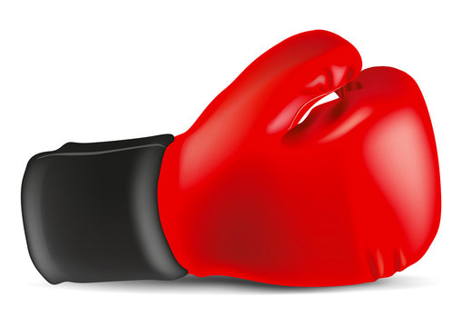 Un gant de boxe rouge posé dur un fond blanc pour symboliser le combat et la victoire sur l’adversaire