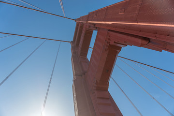 looking up at one of the support towers on the Golden Gate Bridge