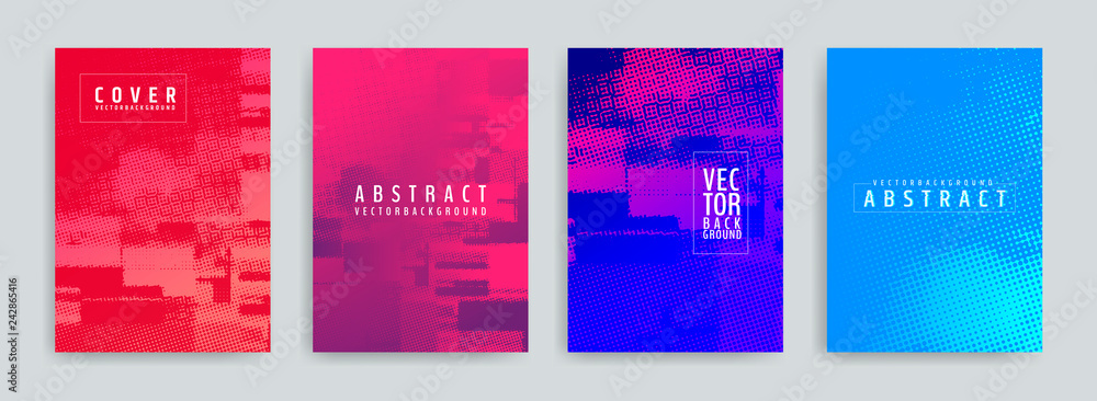 Poster set of abstract background cover designs. screen error effect. failure. vector graphics. abstract ba