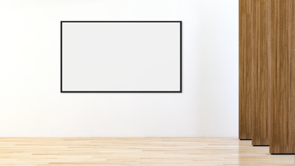 Modern bright interiors with mock up poster frame illustration 3D rendering computer generated image