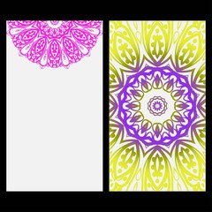 Template greeting card, invitation with space for text. Mandala design. Vector illustration