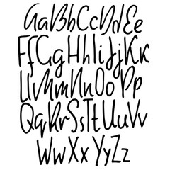 Doodle simple grunge font. Hand drawn letterss. Typography vector illustration.