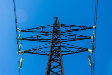 High voltage electric pole and wires.