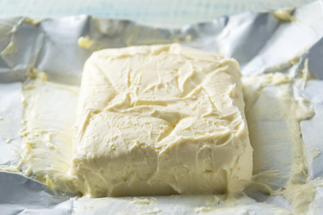 Butter in an open pack.