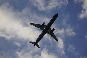 Passenger airplane taking-off from the airport