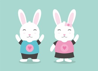 Cute rabbit vector on isolated background