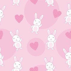 Cute bunny seamless pattern with pink color 