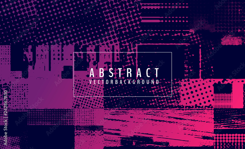 Poster abstract vector background. screen error effect. strokes cut out irregular geometric patterns. glitc