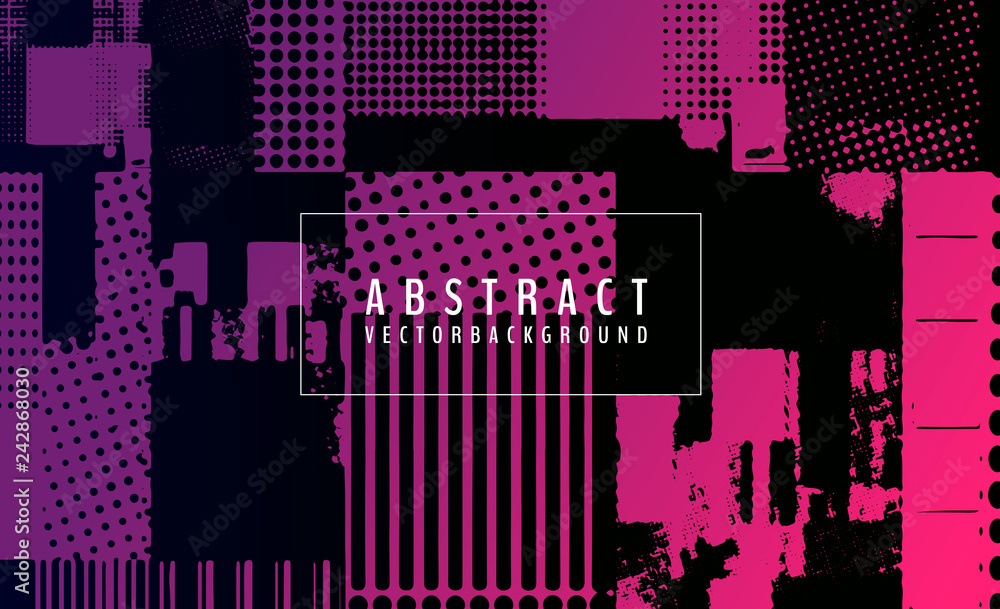Poster abstract vector background. screen error effect. strokes cut out irregular geometric patterns. glitc
