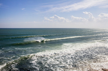Big waves on the sea, on a cold sunny day, on the Black Sea coast of Bulgaria, near the village of Ravda