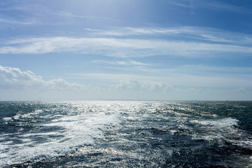 Big waves on the sea, on a cold sunny day, on the Black Sea coast of Bulgaria, near the village of Ravda