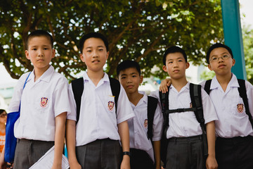 Portrait of a group of schoolboys.