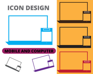 Device Icons vector illustration of digital concept for presentation - technology smartphone and monitor