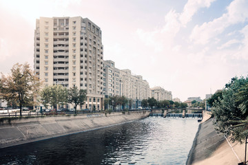 BUCHAREST, ROMANIA - August 28, 2017: view of Buildings around Bucharest, Romanian