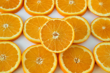 slices of orange on white background