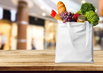 Full shopping  bag, isolated over  background