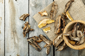 dried mushrooms top view